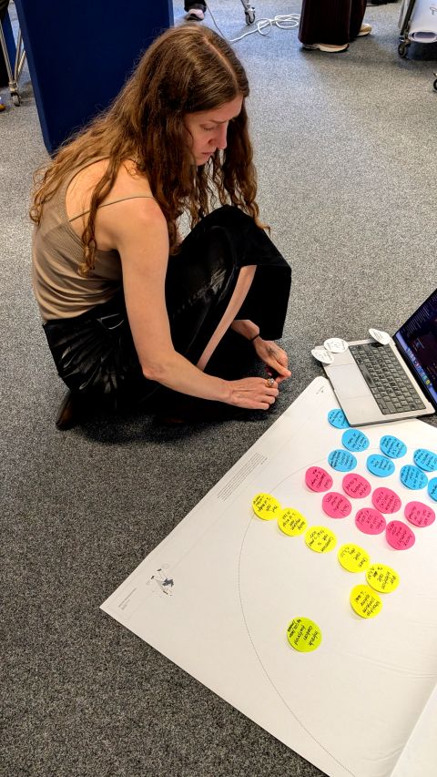 participant creating a first draft people, planet, profit, progress manual post-it systems map participant creating a first draft people, planet, profit, progress manual post-it systems map